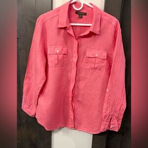 Tommy Bahama Vibrant Pink 100% linen shirt